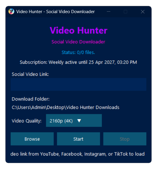 Video Hunter app screenshot